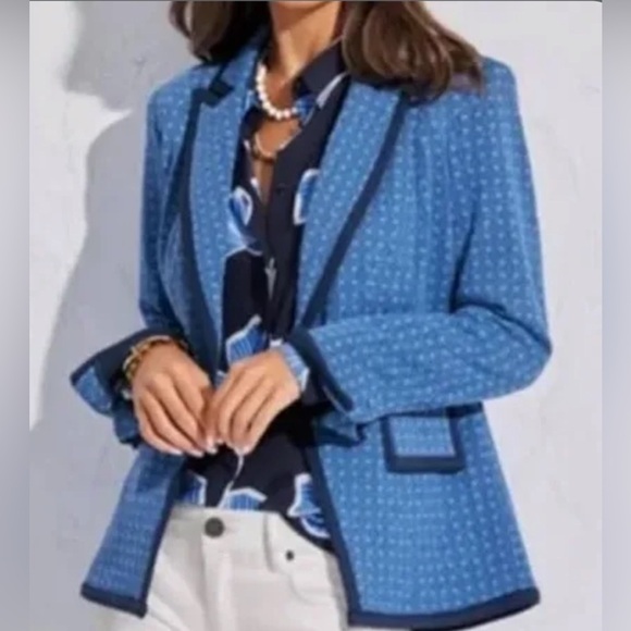 CAbi Jackets & Blazers - CAbi NWOT 6027 Scholarship Blue & Black Check Geometric Jacket Blazer